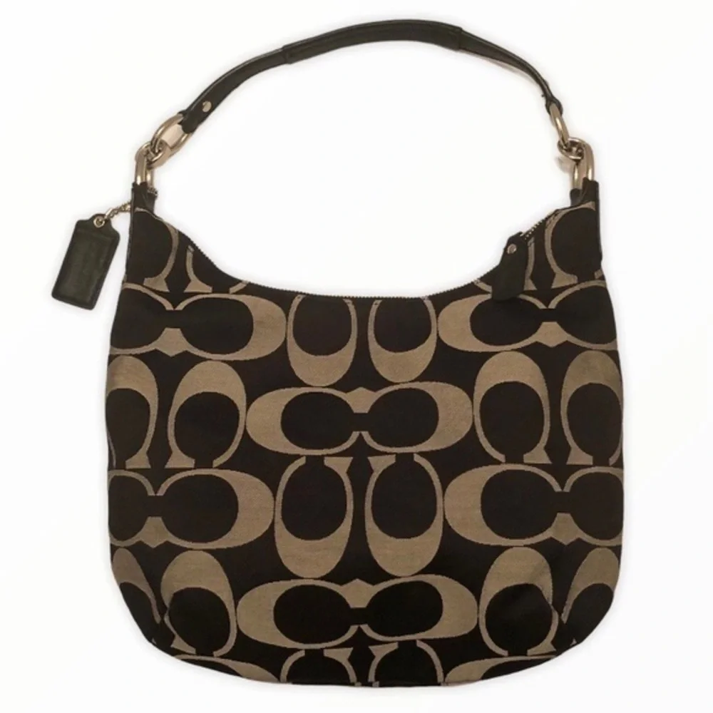 Coach Kirsten signature c black gray hobo bag